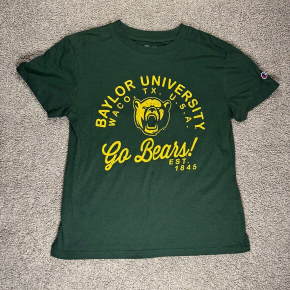 Champion Tops - Champion Women’s Baylor University Green Yellow Tee T-Shirt Size Small